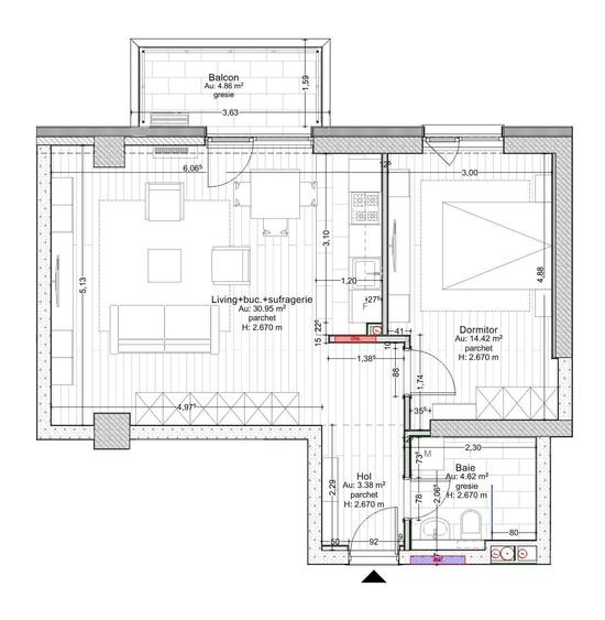 Apartament cu 2 camere în Tipografilor