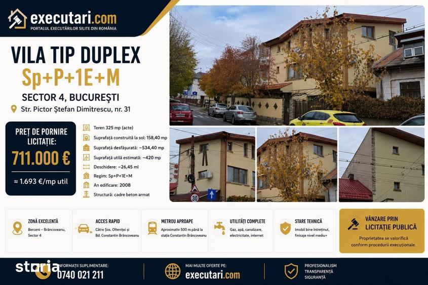 Berceni / Brancoveanu - Casa Sp+P+1E+M - 420 mp + Teren 312 mp, Sec. 4 - 1