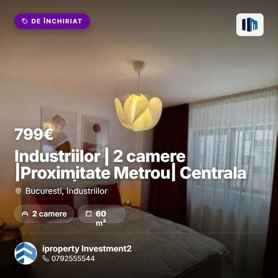 Apartament cu 3 camere decomandat, mobilat în Industriilor