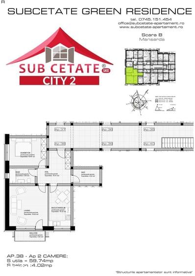 Apartament cu 2 camere decomandat în Noua