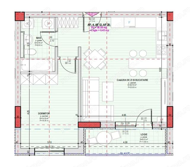 Apartament cu 2 camere în Sud