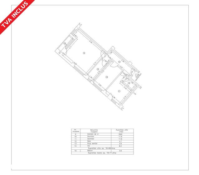 Apartament cu 3 camere decomandat în Nord
