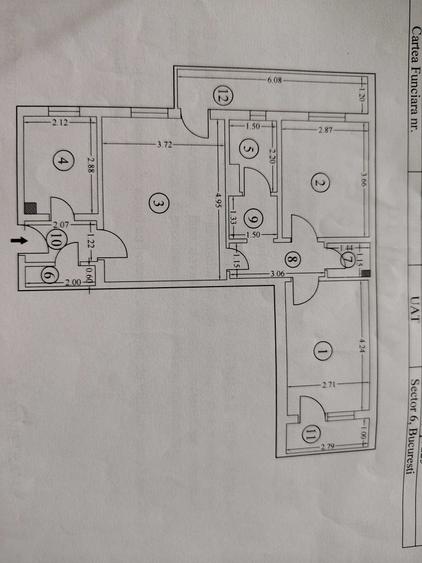 Apartament cu 3 camere semidecomandat în Central