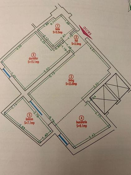 Apartament cu 2 camere decomandat, mobilat în Take Ionescu