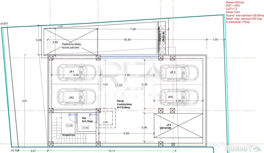 Apartament cu 3 camere semidecomandat în Central