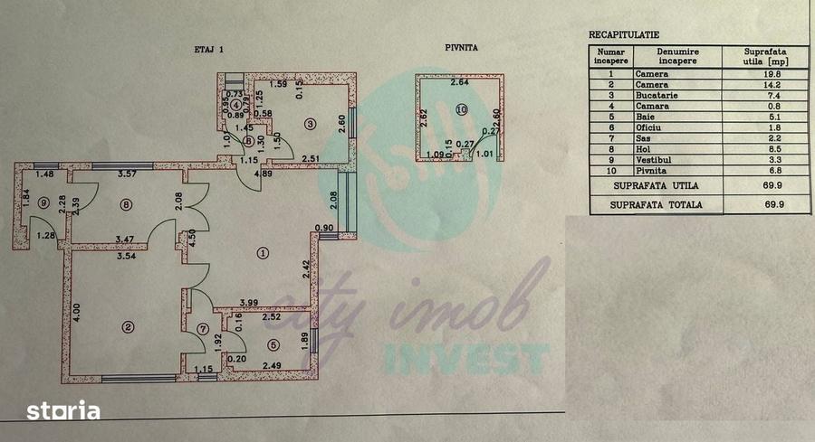 Apartament cu 2 camere în Moșilor