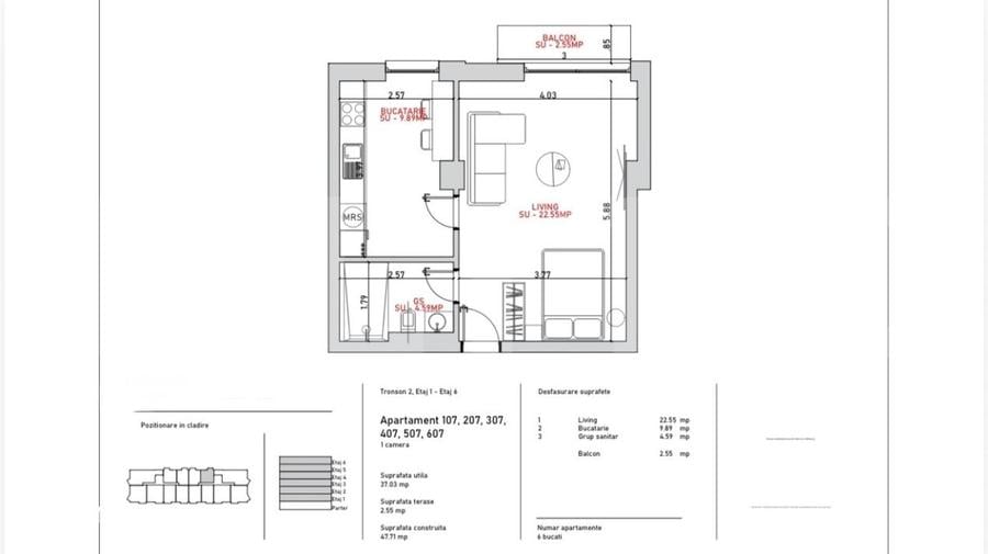 Apartament cu 2 camere în Stoicănești