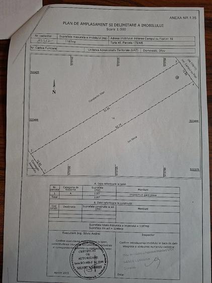 Teren de 1187 mp, în Domnești