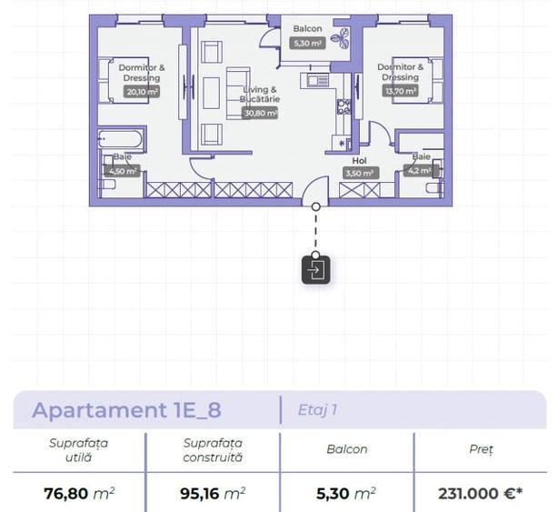 Apartament cu 3 camere semidecomandat în Voluntari