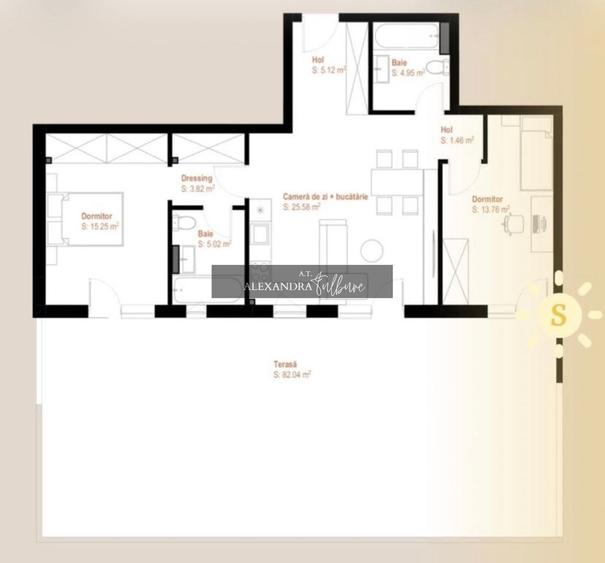 Apartament cu 3 camere semidecomandat în Florești