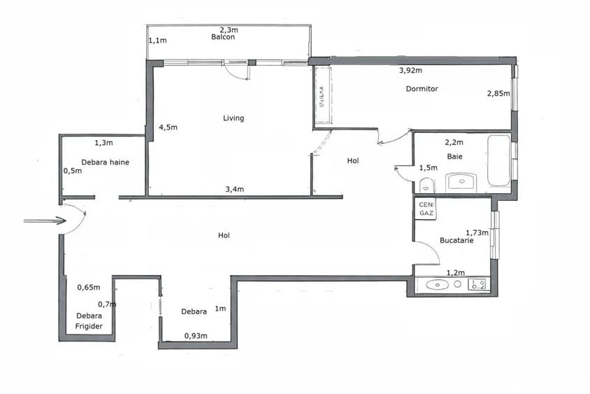 Apartament cu 2 camere decomandat în Luncă