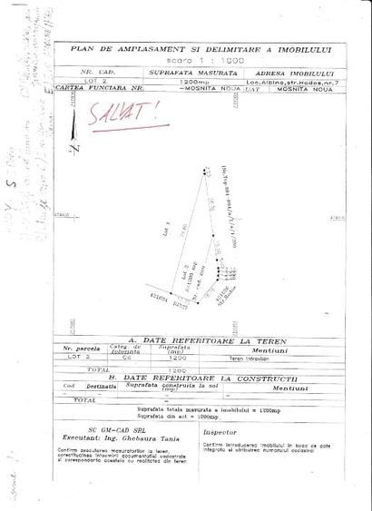Teren Construcții intravilan de 1200 mp, în Moșnița Nouă