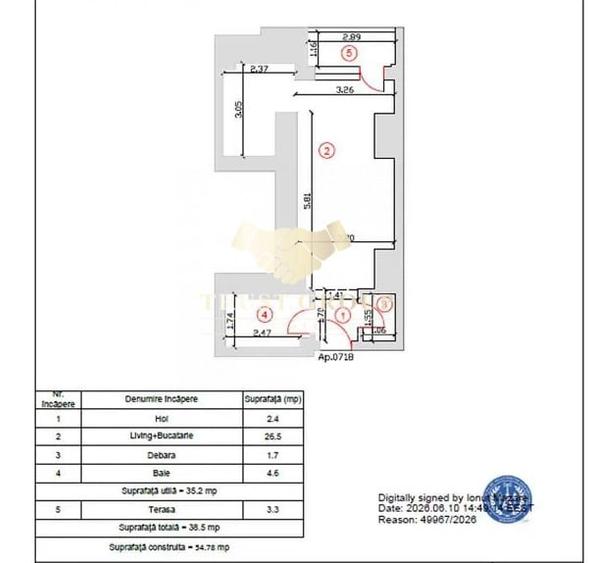 Apartament cu 2 camere semidecomandat în Lujerului