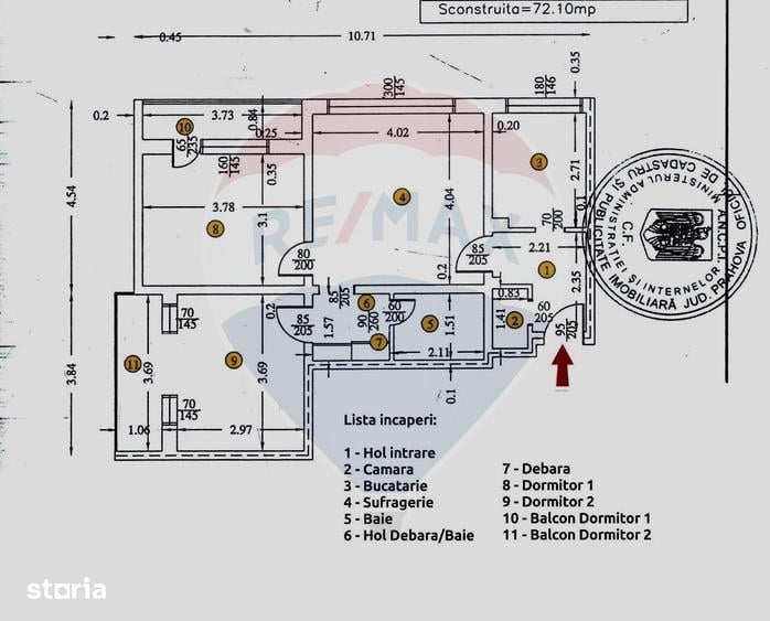 Apartament cu 3 camere semidecomandat în Nord