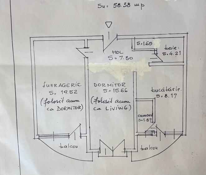 Apartament cu 2 camere semidecomandat în Decebal