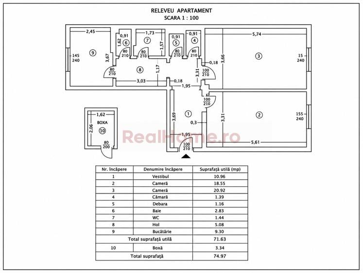 Apartament cu 2 camere decomandat, mobilat în Universitate