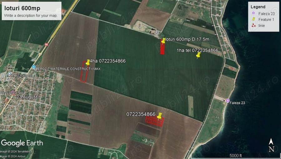 Teren de 600 mp, în 23 August