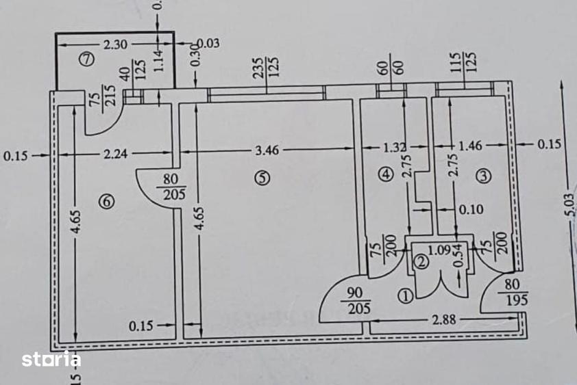 Apartament cu 2 camere, mobilat în Nord