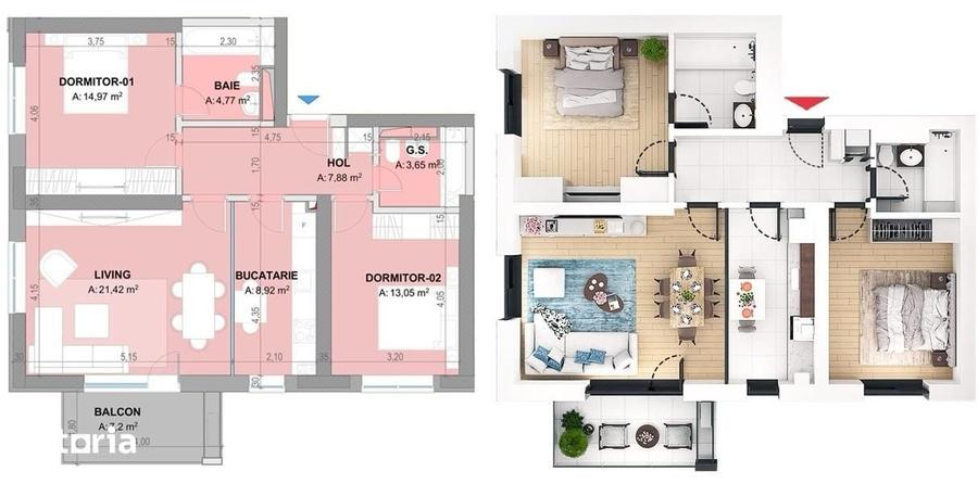 Apartament 3 camere bloc nou Exigent Plaza Faza 6 - 1