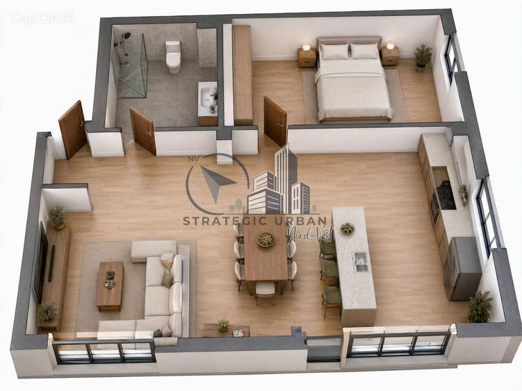 Apartament cu 2 camere semidecomandat, mobilat în Florești