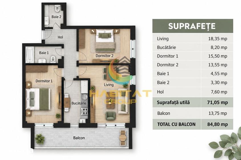 Apartament 3 camere - 12 min de metro Nicolae Teclu - 5