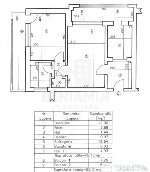 Apartament cu 2 camere semidecomandat în Valea Rosie