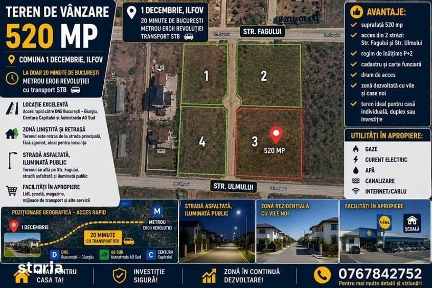 Teren intravilan de vanzare, Com, 1 Decembrie, Ilfov, Supr 520 mp - 5