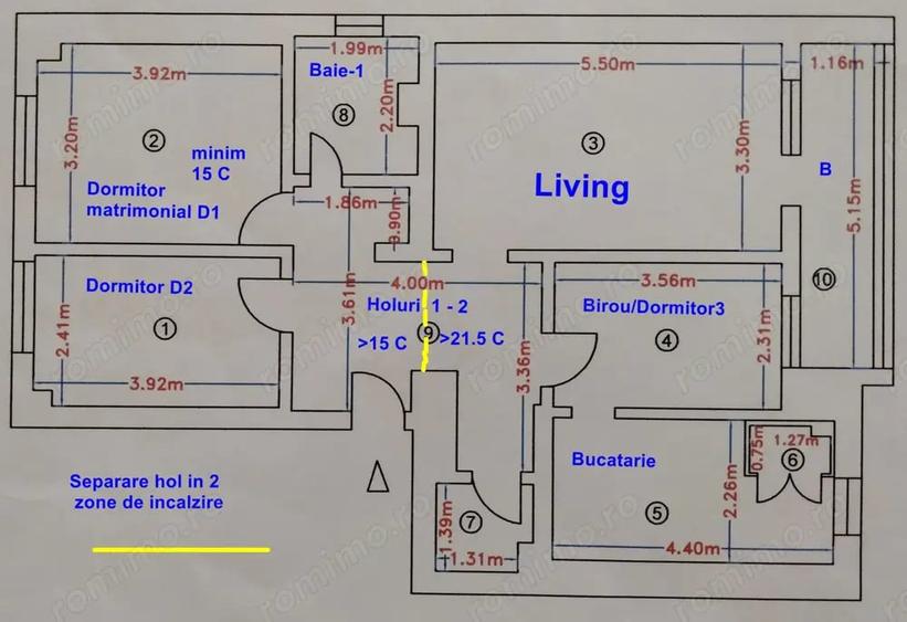 Apartament cu 4 camere decomandat în Central