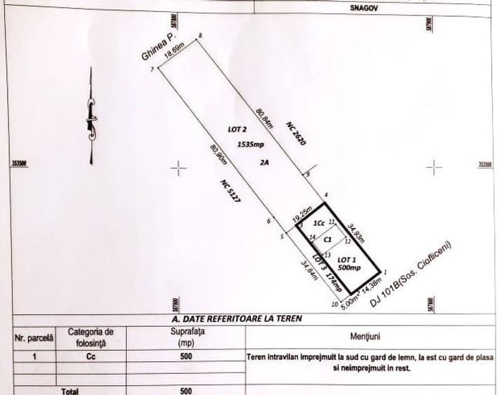 Teren Construcții intravilan de 500 mp, în Ciofliceni