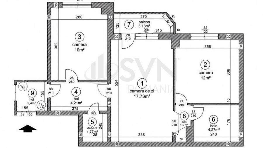Apartament cu 3 camere semidecomandat în Ștefan cel Mare