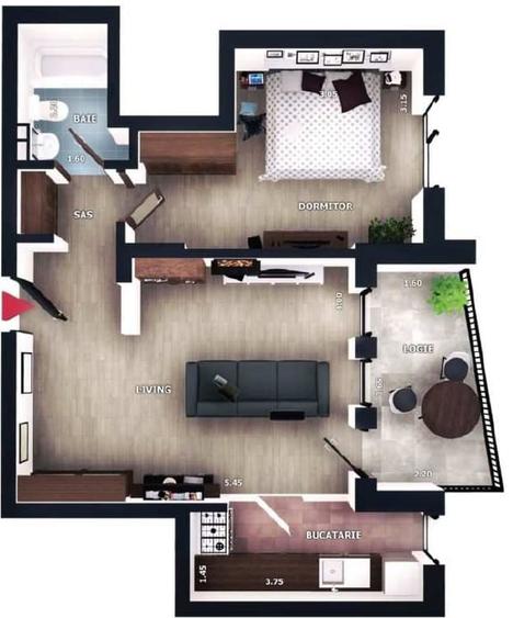 Apartament cu 2 camere semidecomandat în Florești — fotografia 1
