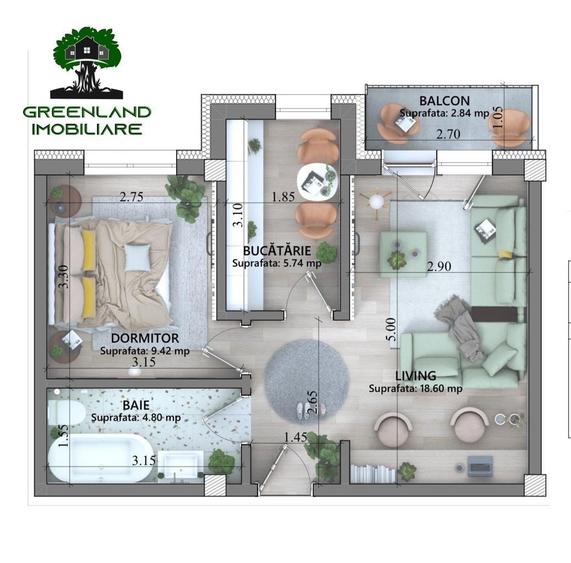 Apartament cu 2 camere decomandat în Lunca Cetățuii