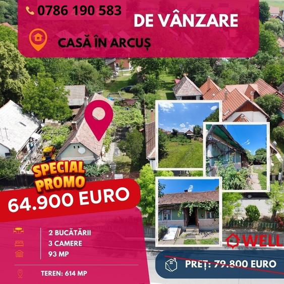 Casă individuală cu 3 camere cu Teren 614 Mp în Arcuș
