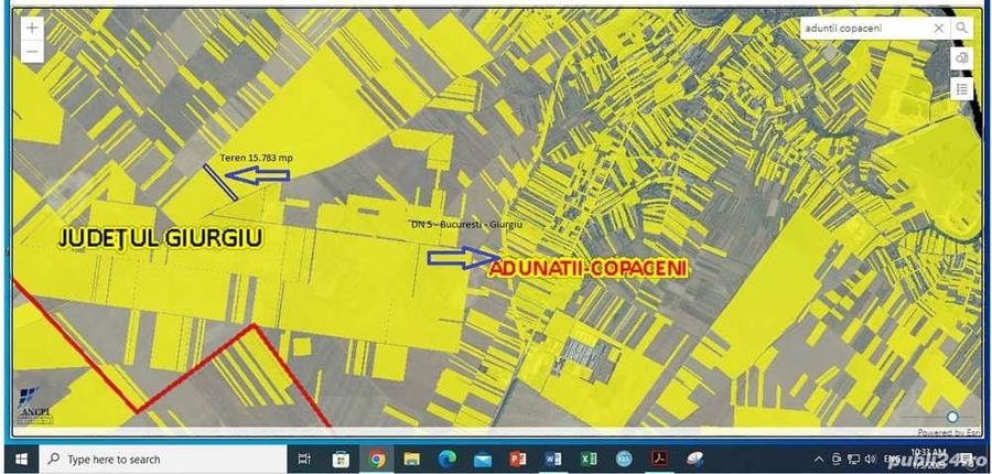Teren de 15763 mp, în Adunații-Copăceni