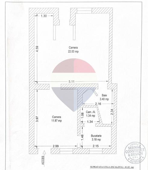 Apartament cu 2 camere semidecomandat în Drăgășani