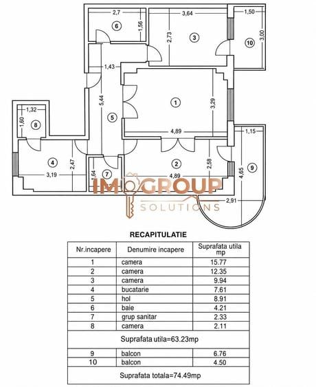 Apartament cu 3 camere decomandat în Gară