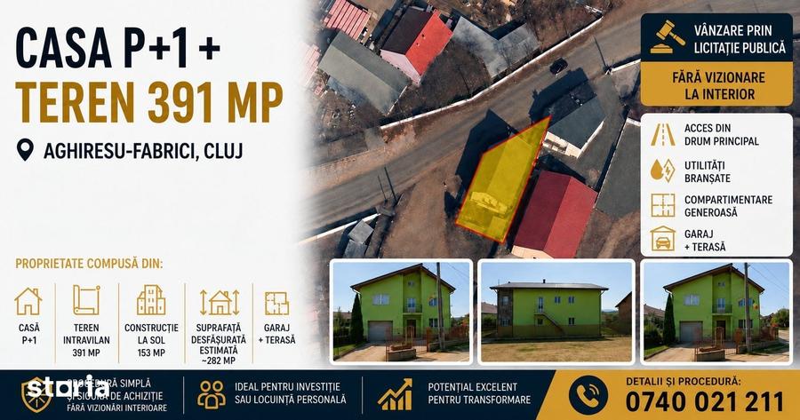 Casă cu 3 camere cu Teren 391 Mp în Aghireșu