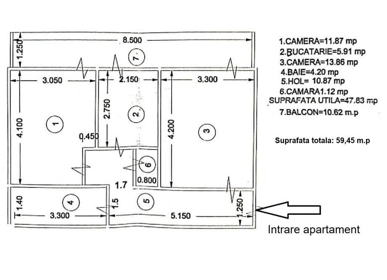 Apartament cu 2 camere în Micro 14