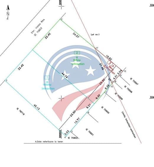 Teren Construcții intravilan de 935 mp, în Brădești