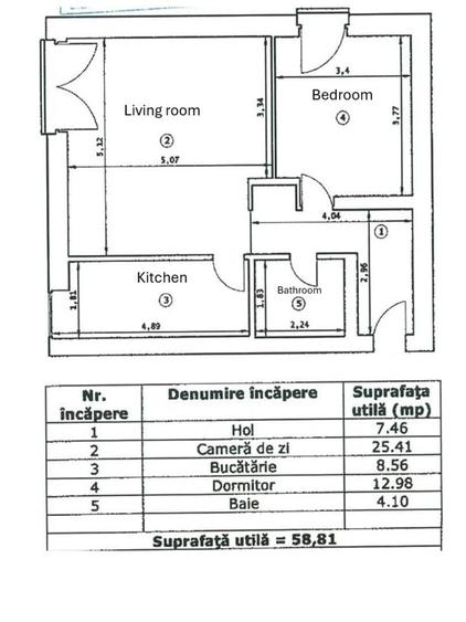 Apartament cu 2 camere, mobilat în Domenii