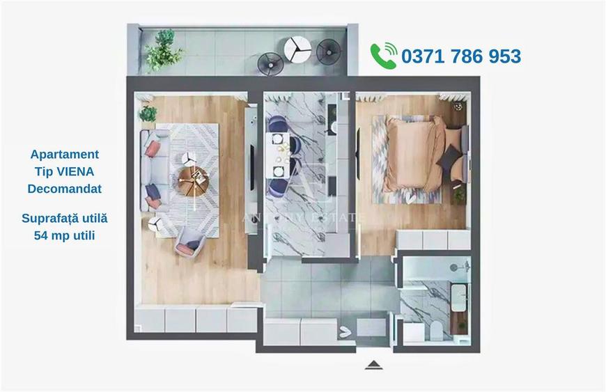 Apartament cu 2 camere decomandat în Nufărul