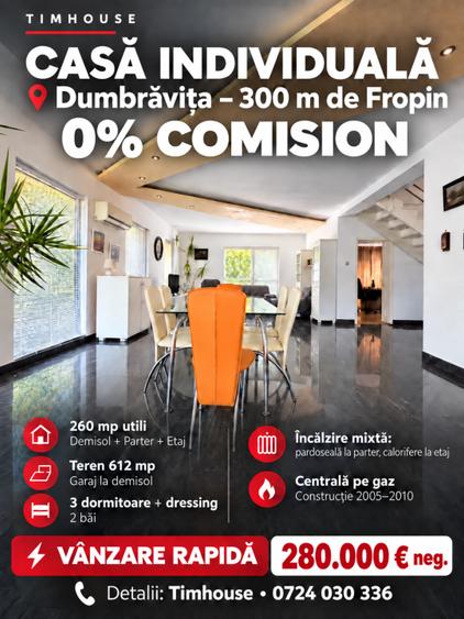 Casă individuală cu 4 camere cu Canalizare în Dumbrăvița