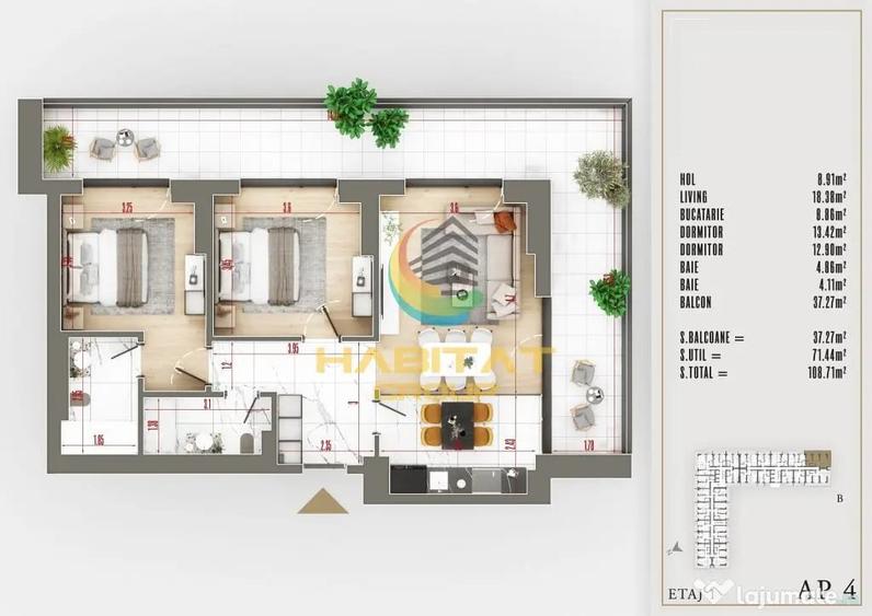 Apartament cu 3 camere decomandat în Central
