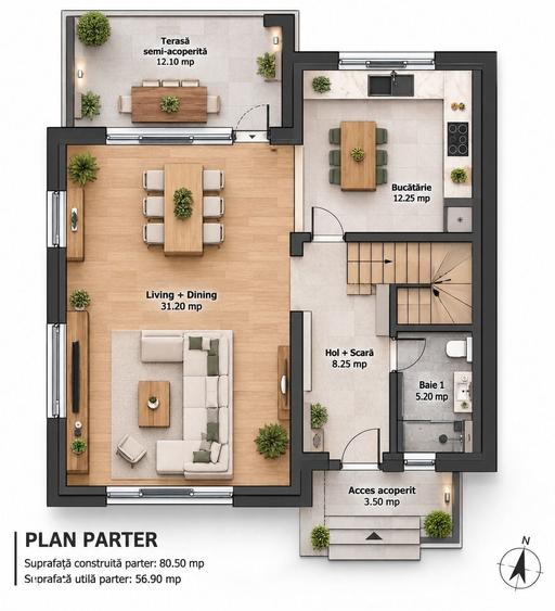 Casă cu 4 camere cu Teren 350 Mp în Vidra