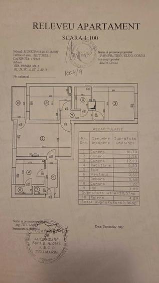 Apartament cu 3 camere semidecomandat în Jiului