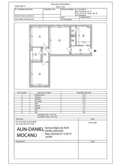 Apartament 3 camere Parter Centru - 1
