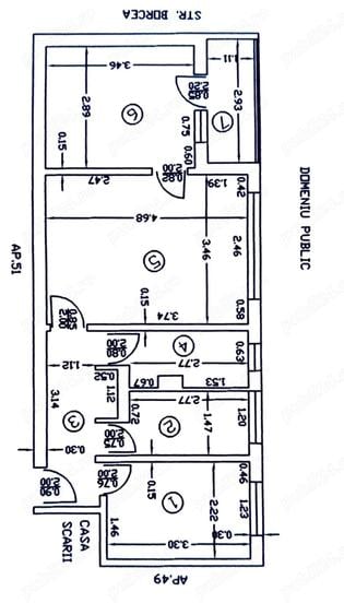 Apartament cu 3 camere semidecomandat în Central