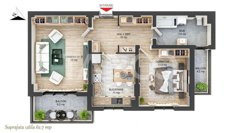 Apartament 2 camere 63 mpu 2 balcoane CONSTRUCTIE NOUA 2024 in Sibiu - 6