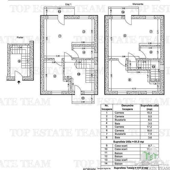 Apartament cu 4 camere în Vârteju