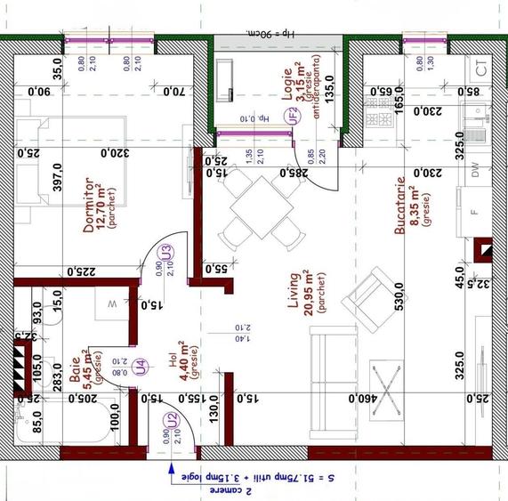 Apartament cu 2 camere decomandat în Albert